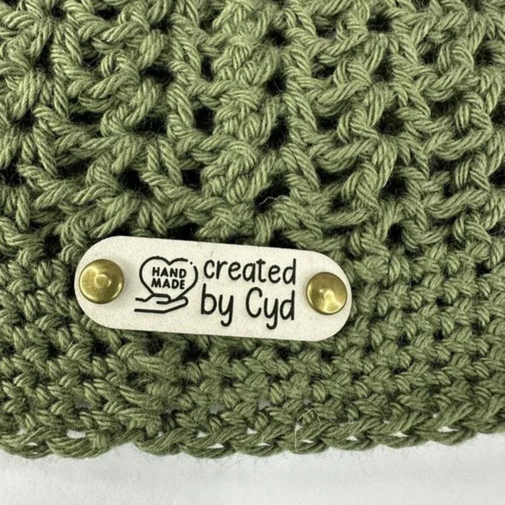 Created by Cyd Juliet Olive Green Crochet Cap Beanie Open Weave Handmade‎ NEW